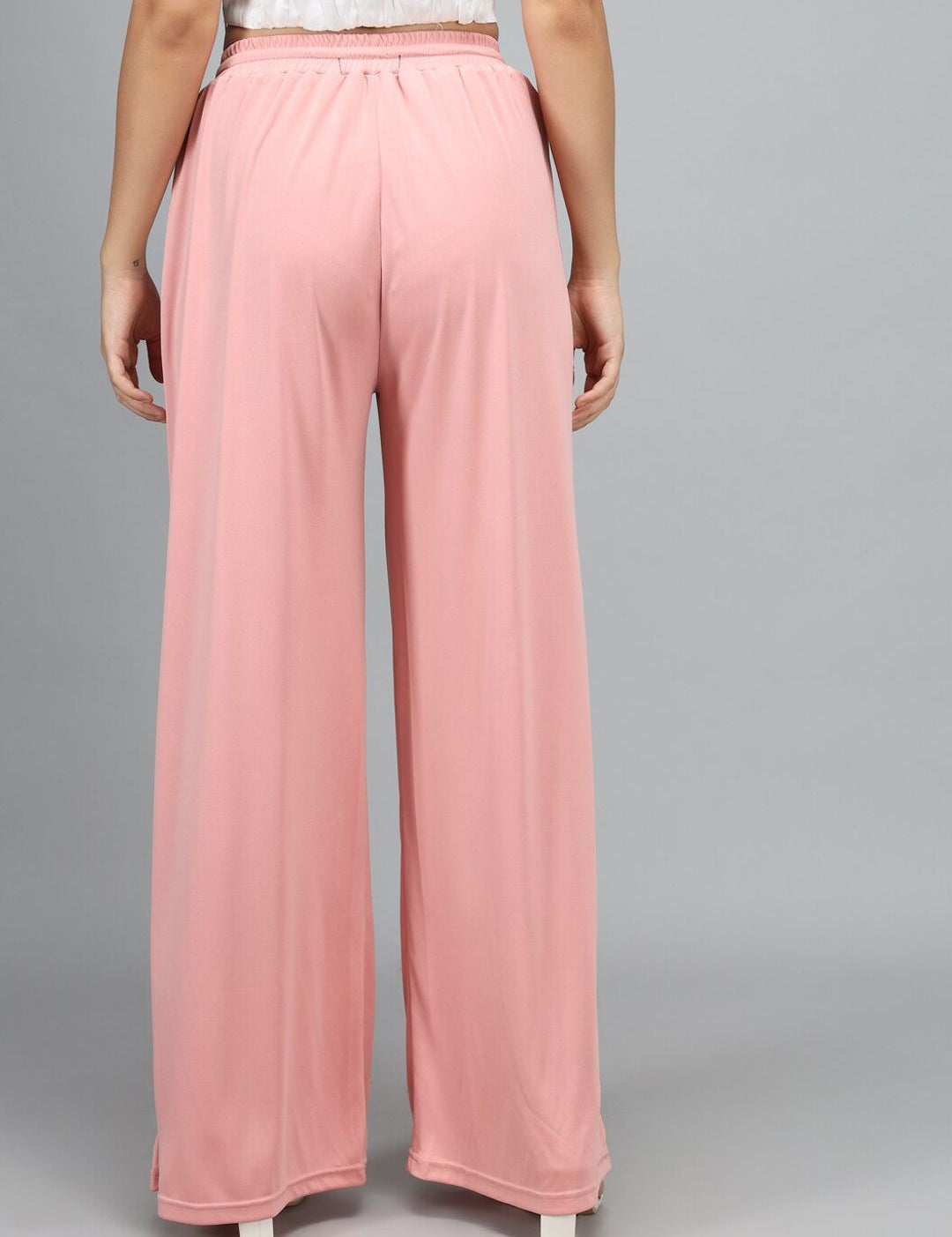 Kotty Women Pink Loose Fit Solid High-Rise Parallel Trousers