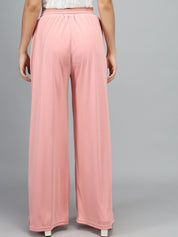Kotty Women Pink Loose Fit Solid High-Rise Parallel Trousers