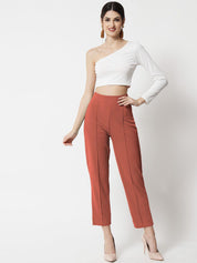 Kotty Women Relaxed Straight Fit High-Rise Easy Wash Trousers