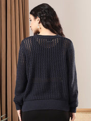 Kotty Women Open Knit Pullover Sweater