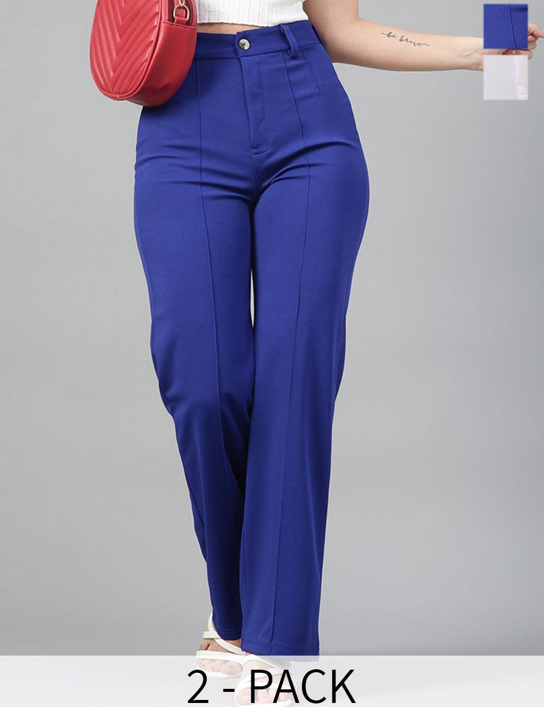 KOTTY BIZwear Women Relaxed Straight Leg Straight Fit High-Rise Easy Wash Trousers