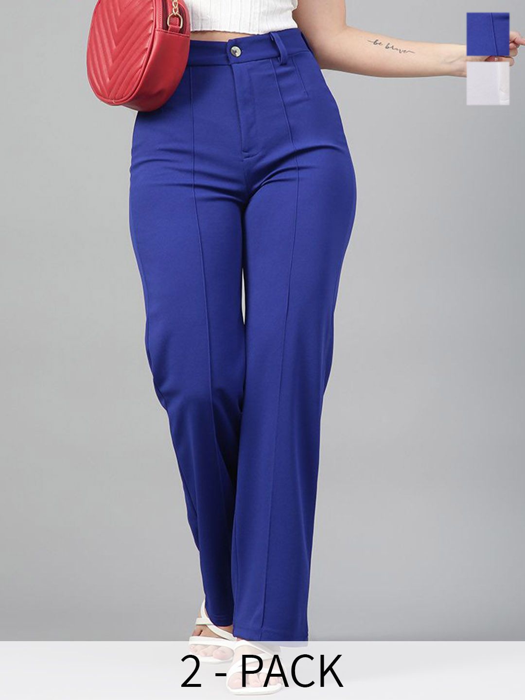 KOTTY BIZwear Women Relaxed Straight Leg Straight Fit High-Rise Easy Wash Trousers