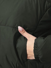 Kotty Women Mock Collar Solid Casual Insulator Puffer Jacket