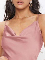 Kotty Pink Cowl Neck Satin Top