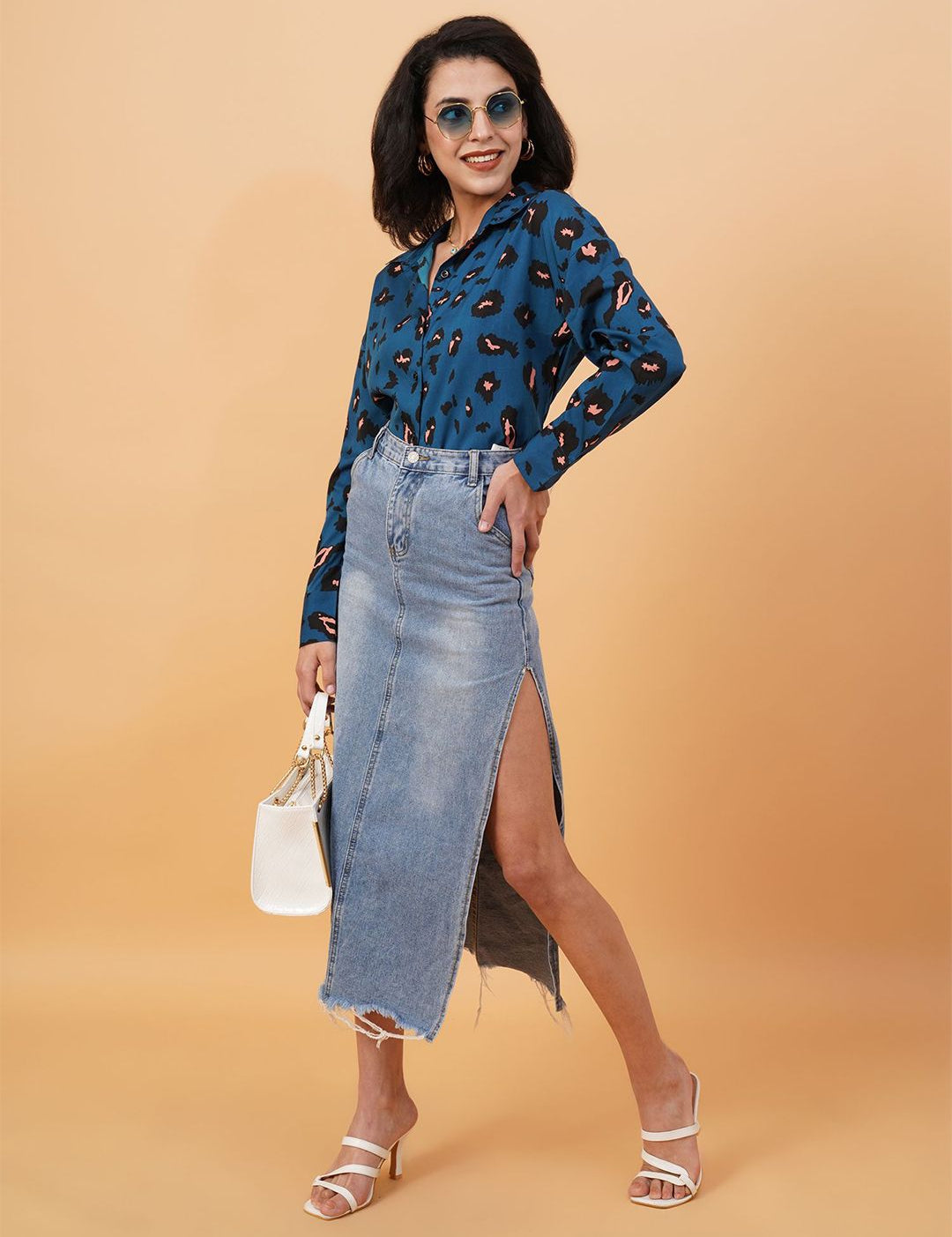 Kotty Blue Abstract Printed Casual Shirt