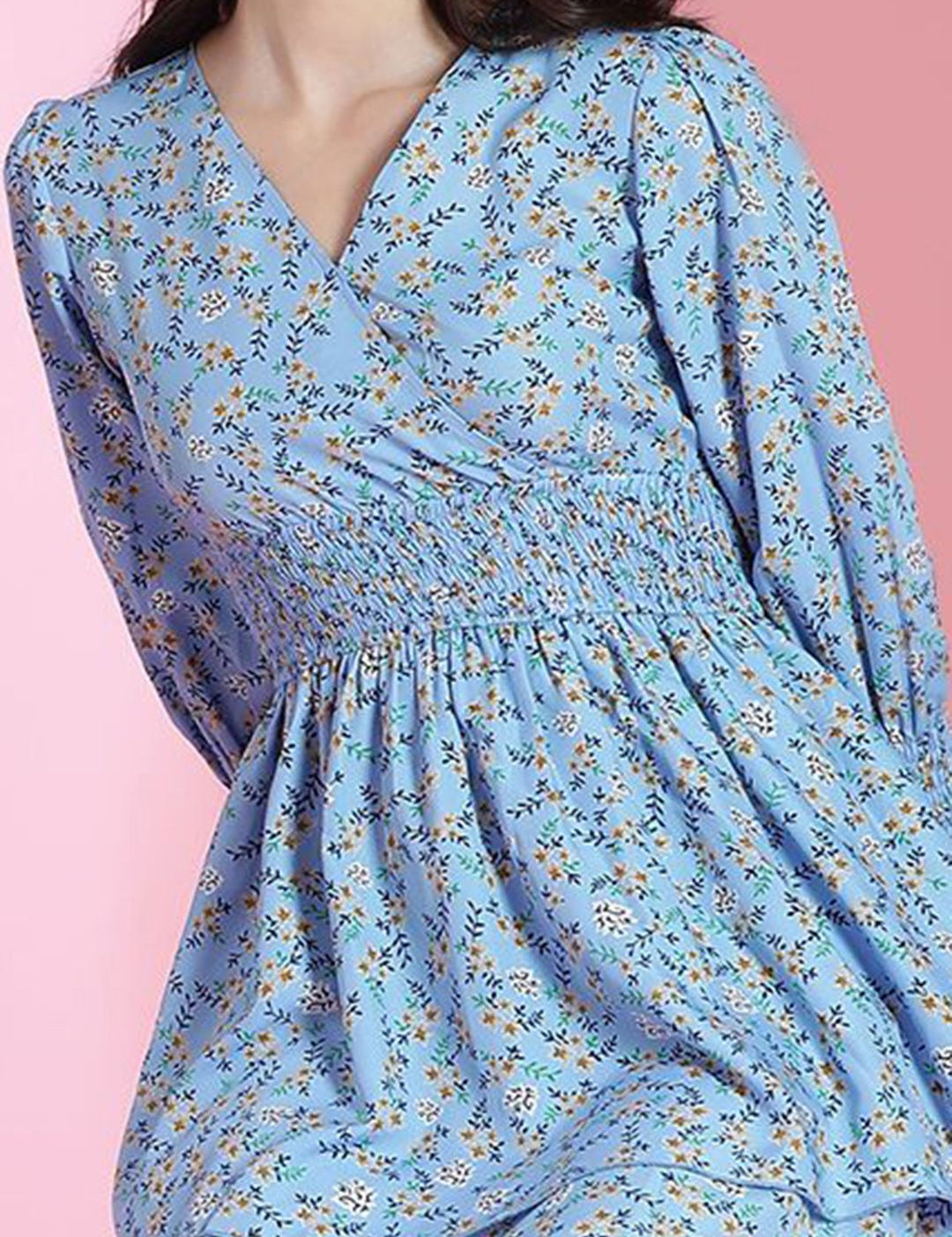 Kotty Women Floral Printed Puff Sleeve Fit & Flare Dress