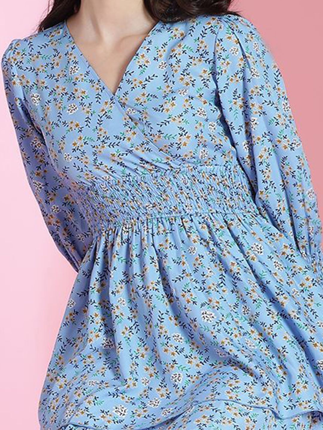 Kotty Women Floral Printed Puff Sleeve Fit & Flare Dress