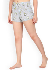 Kotty Women Grey Printed Lounge Shorts KTTSLEEPSHORTS228