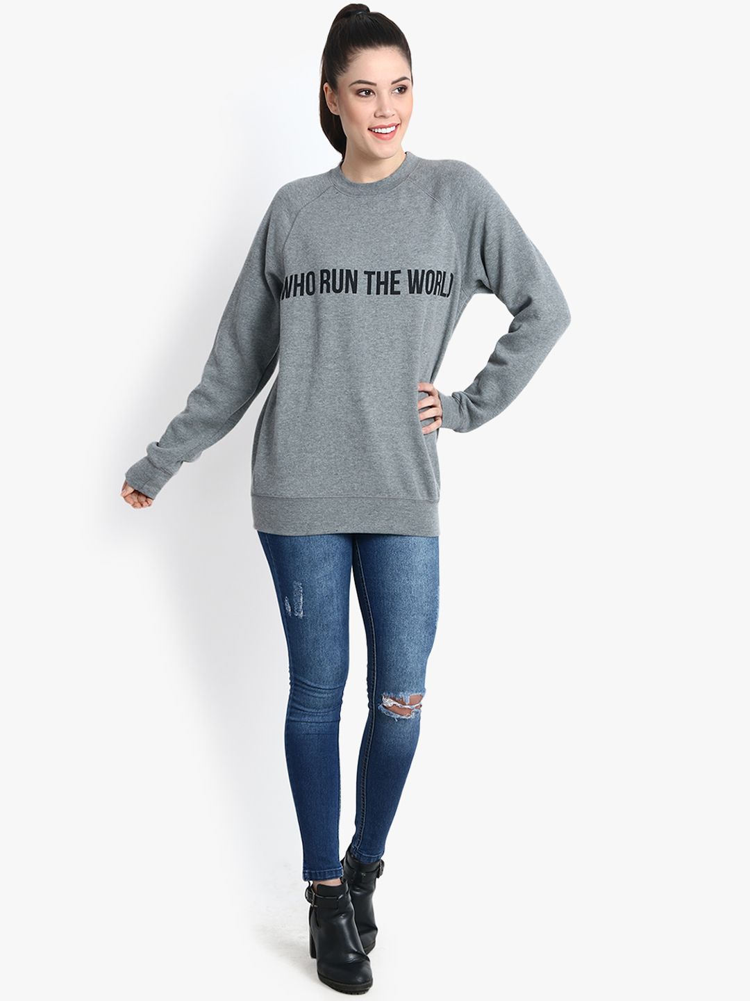 Kotty Women Grey Printed Sweatshirt