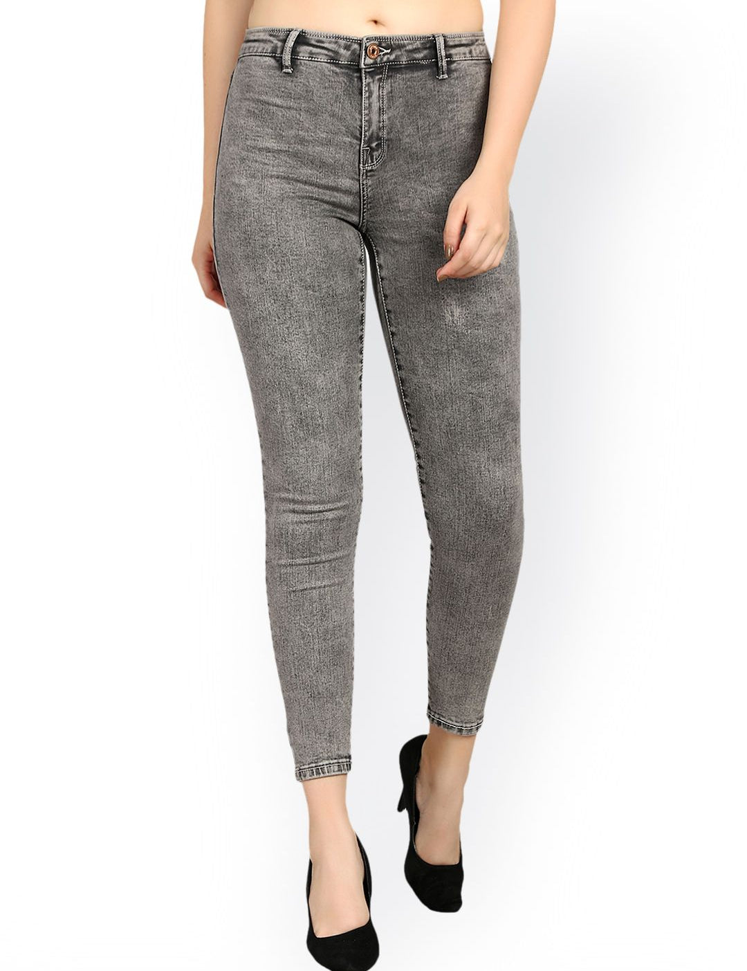 Kotty Women Grey Skinny Fit High-Rise Clean Look Stretchable Jeans