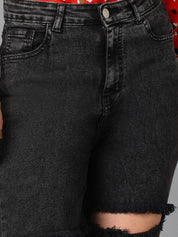 Kotty Women Black Jean Straight Fit High-Rise Highly Distressed Stretchable Jeans