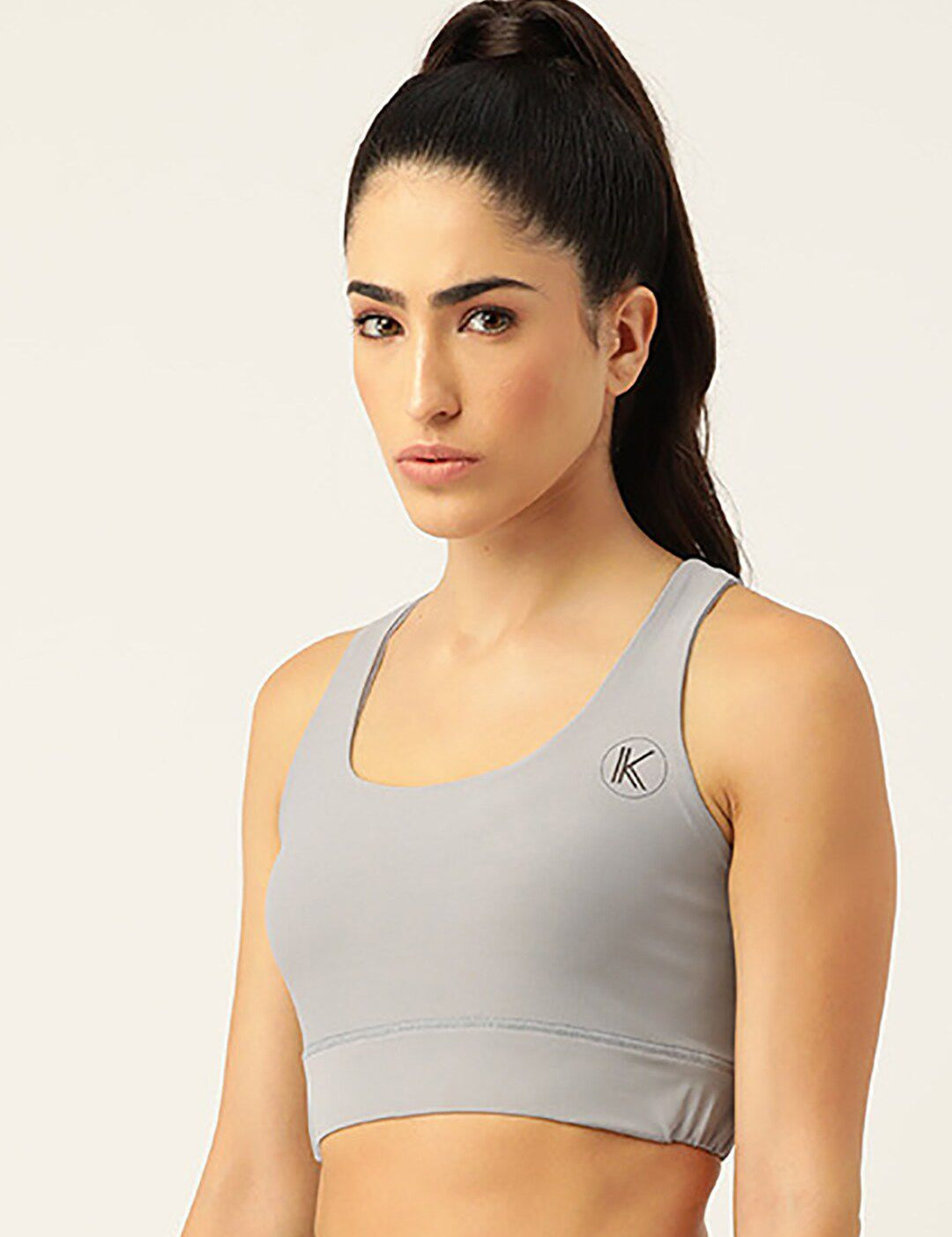 Kotty Women Grey Melange Removable Padded Underwired Dry Fit All Day Comfort Sports Bra