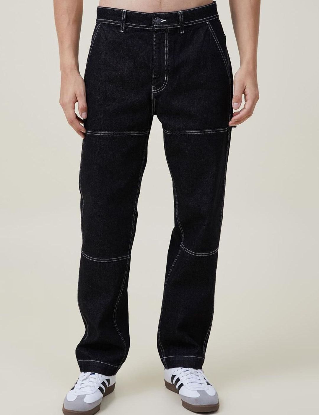 Kotty Men Black Jean Straight Fit Low-Rise Clean Look Stretchable Jeans