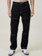 Kotty Men Black Jean Straight Fit Low-Rise Clean Look Stretchable Jeans