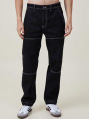 Kotty Men Black Jean Straight Fit Low-Rise Clean Look Stretchable Jeans