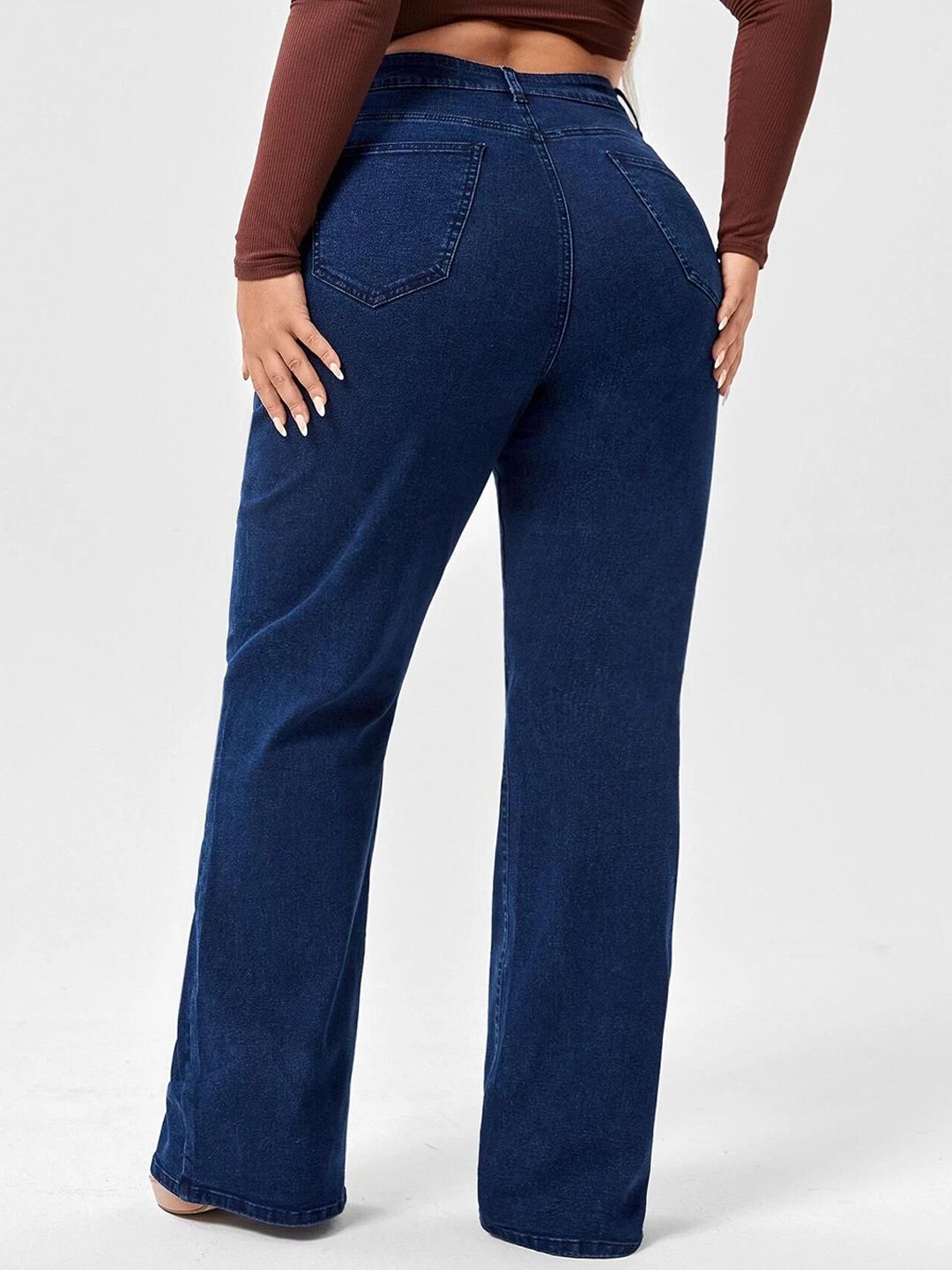 CURVE BY KOTTY Women Wide Leg High-Rise Cotton Stretchable Jeans