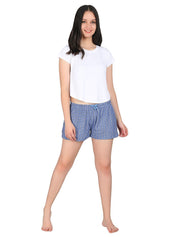 Kotty Women Blue Printed Lounge Shorts KTTSLEEPSHORTS212