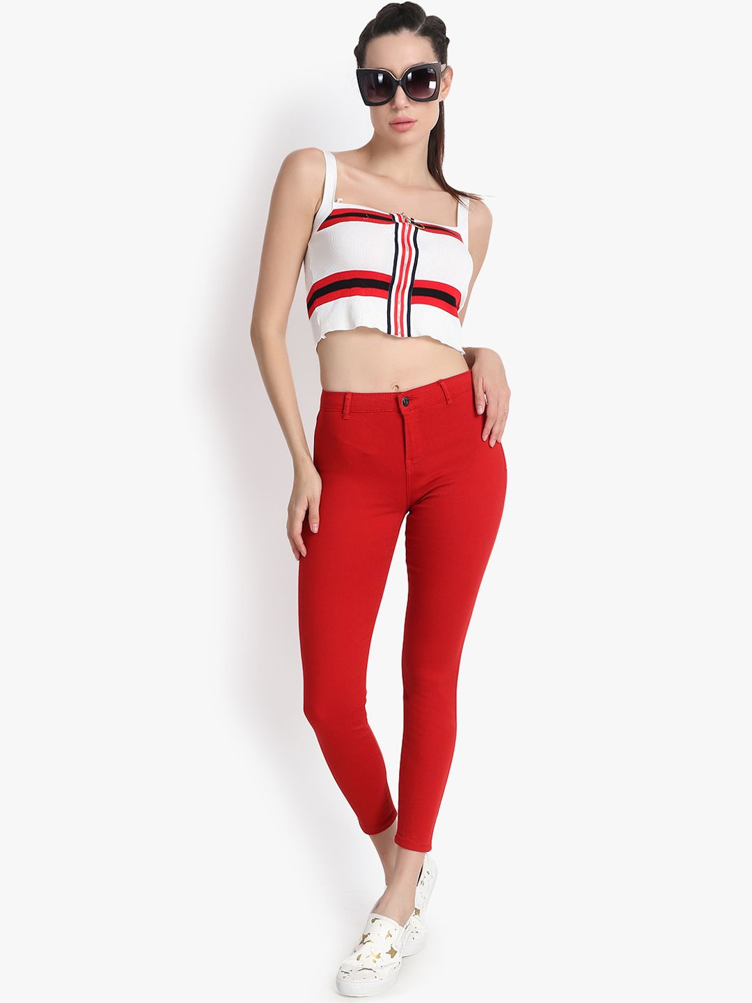 Kotty Women Red Skinny Fit High-Rise Clean Look Jeans