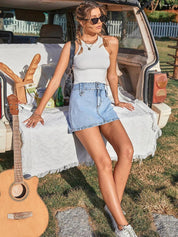 Kotty Denim Straight Mini Skirt