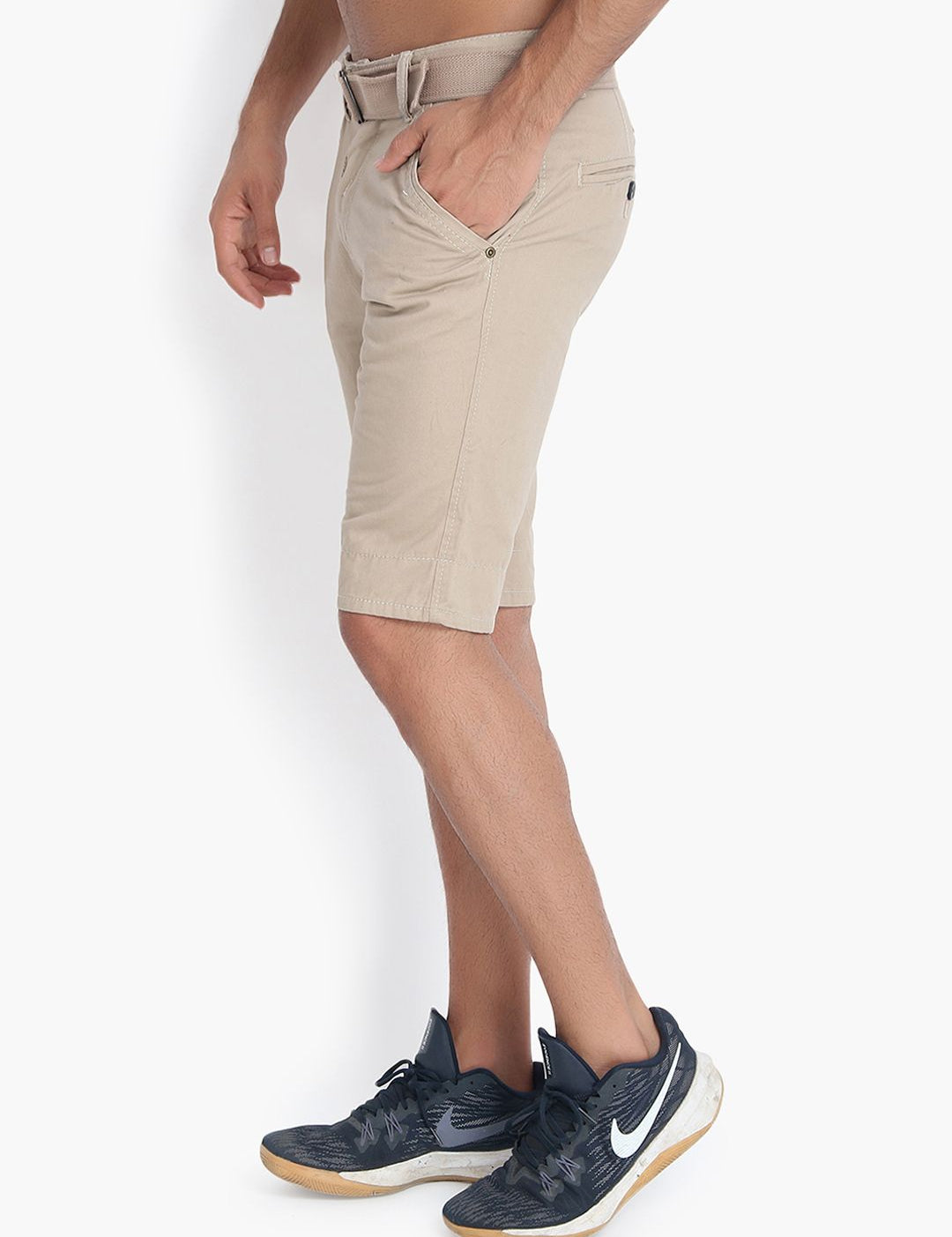 Kotty Men Beige Solid Regular Fit Shorts
