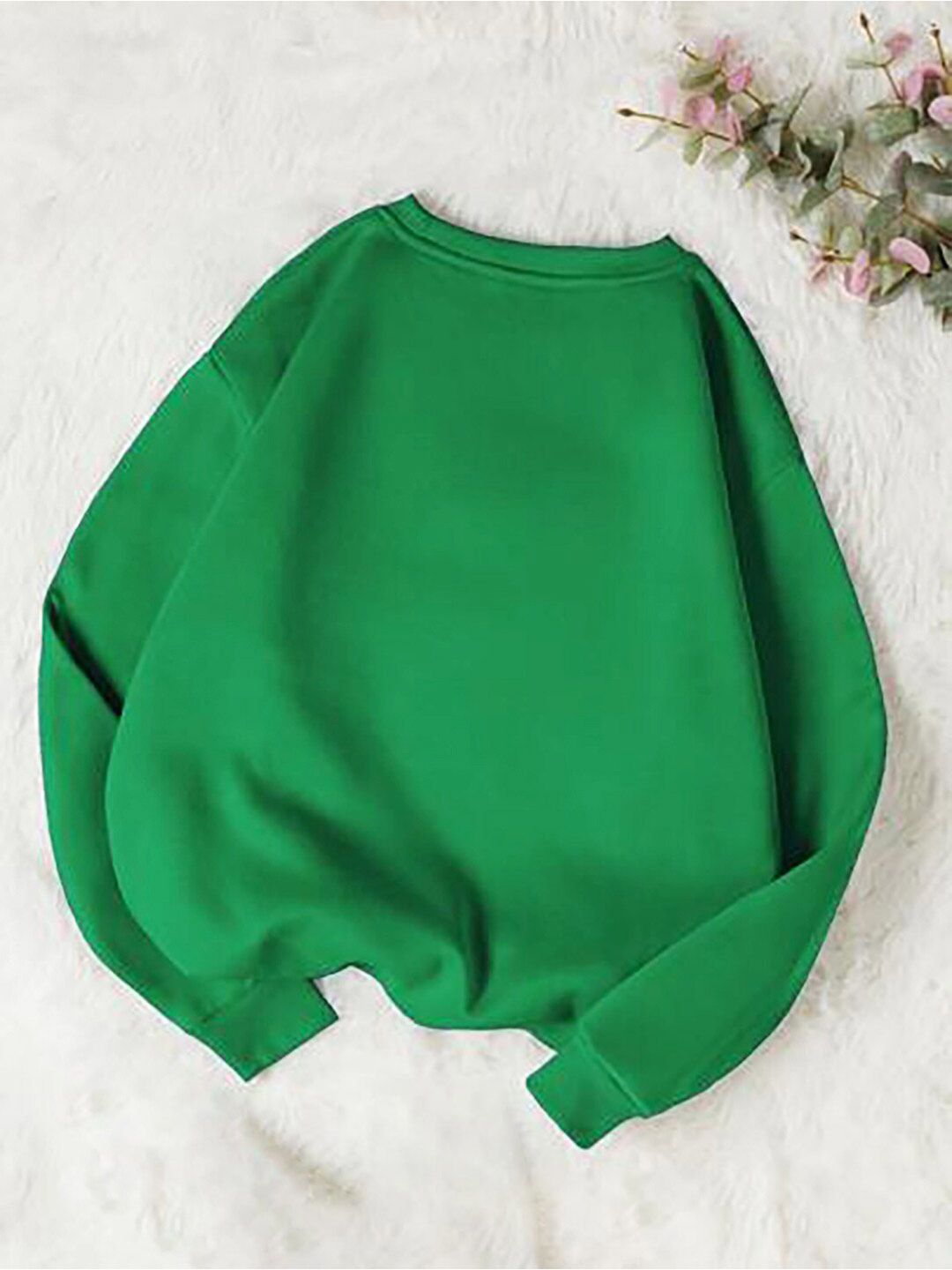 Kotty Green Typographic Printed Fleece Sweatshirt