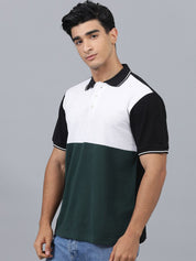 Kotty Colourblocked Polo Collar Cotton T-shirt