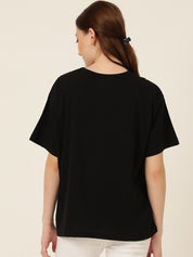KOTTY Basics Graphic Printed Drop Shoulder Sleeves Oversized T-shirt