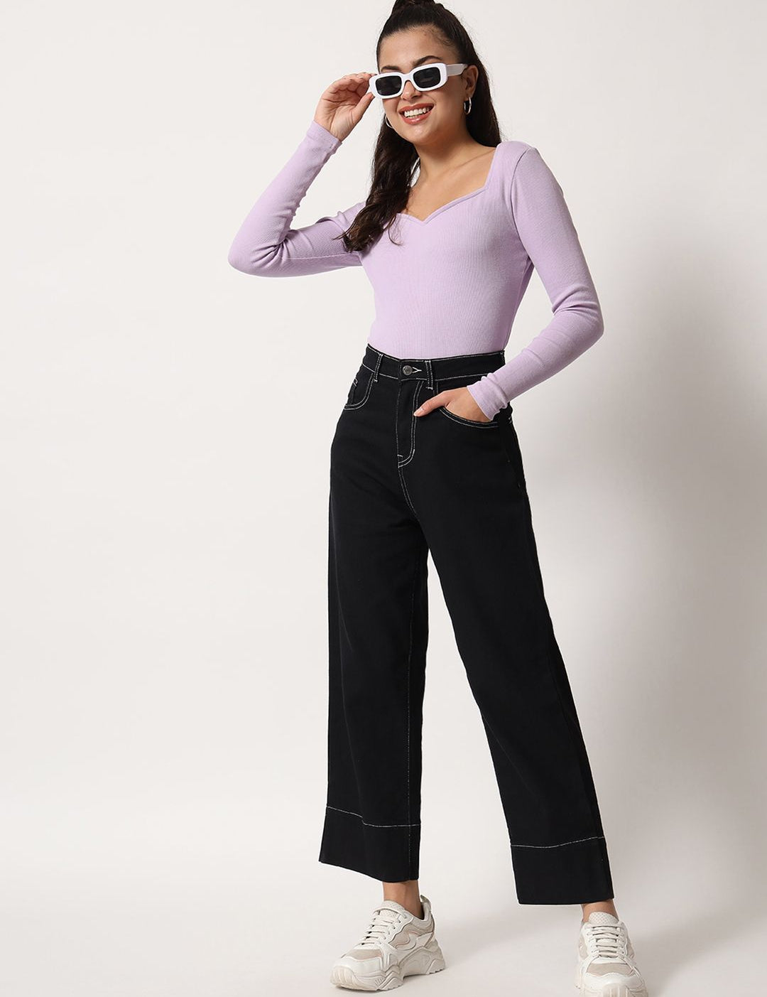 Kotty Women Straight Fit High-Rise Cotton Stretchable Jeans