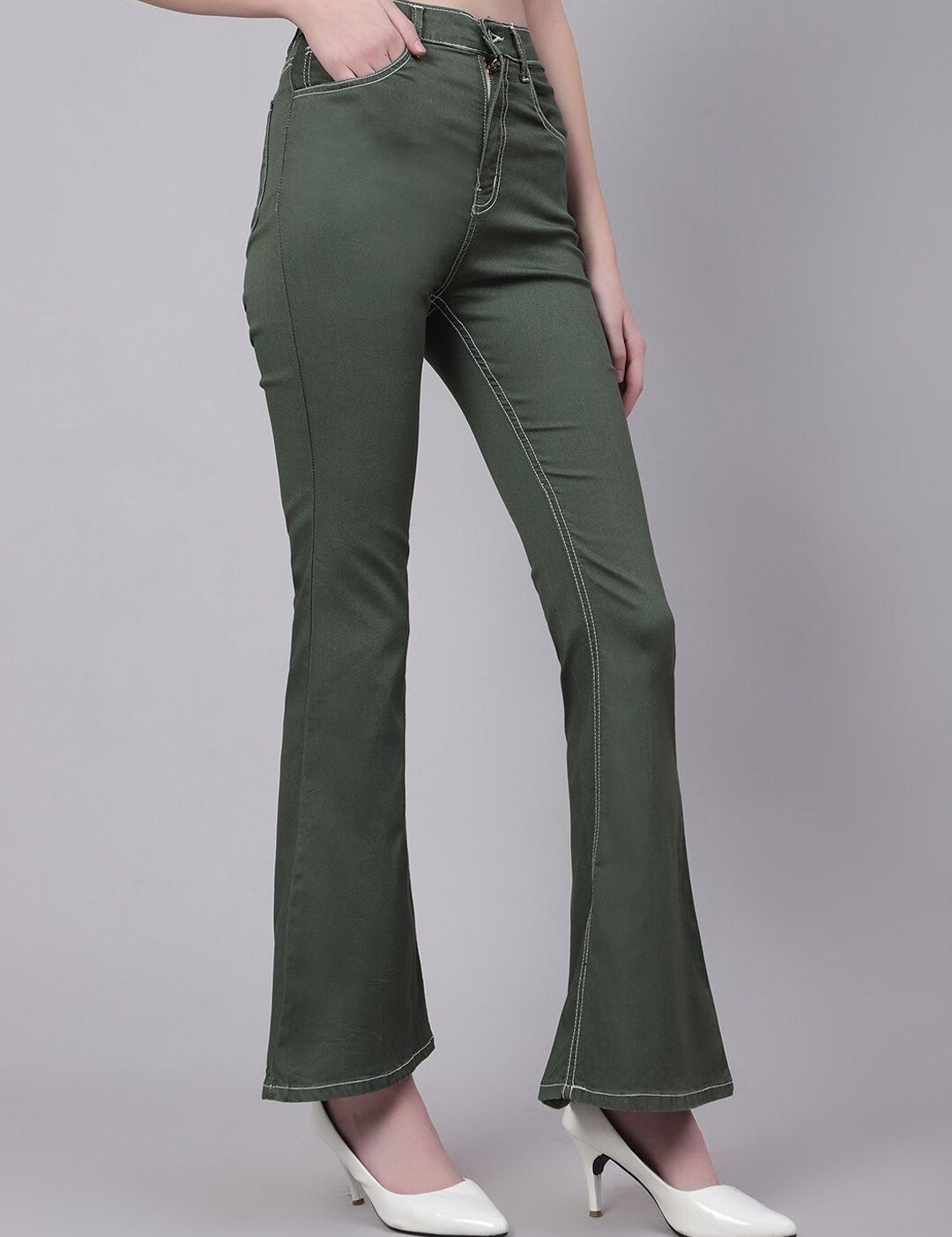 Kotty Women Jean Bootcut High-Rise Low Distress Stretchable Jeans