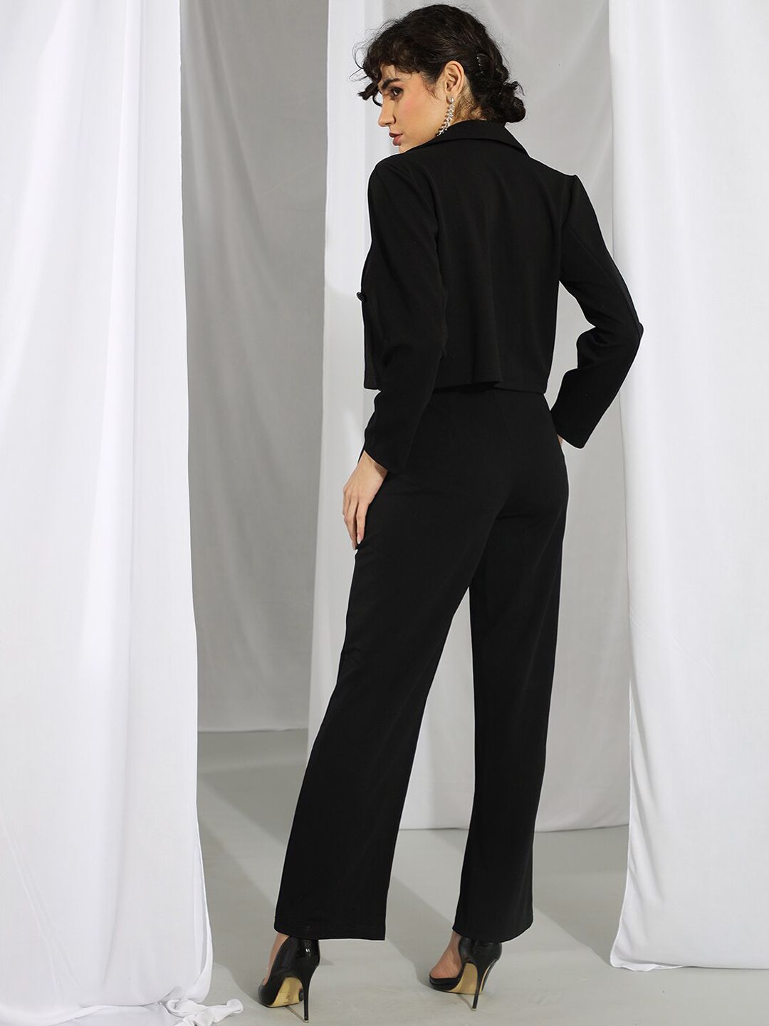 KOTTY BIZwear Black Shirt Collar Blazer & Trousers