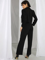 KOTTY BIZwear Black Shirt Collar Blazer & Trousers
