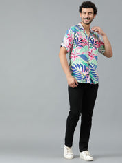 Kotty Men Cuban Collar Floral Printed Casual Shirt