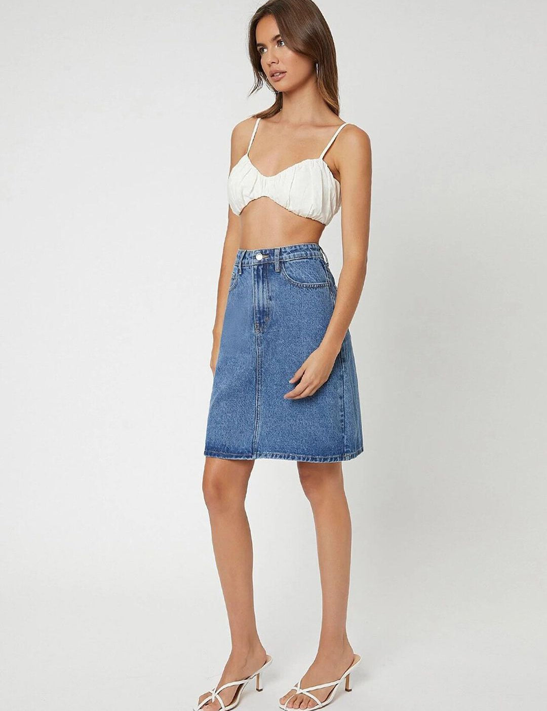 Kotty Cotton Lycra Denim A-Line Skirt