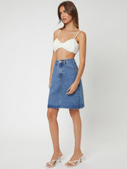 Kotty Cotton Lycra Denim A-Line Skirt