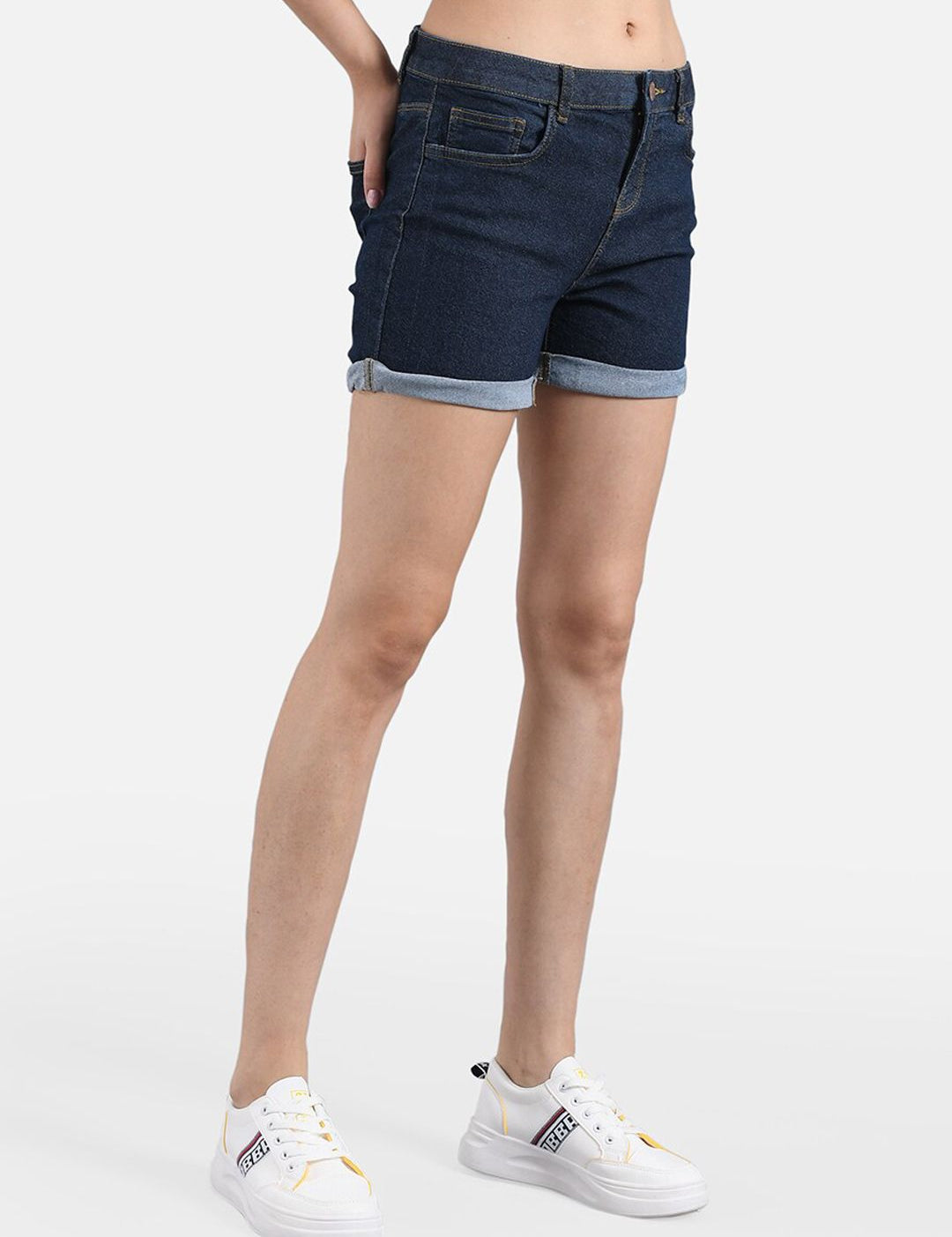Kotty Women Blue Solid Skinny Fit Denim Shorts