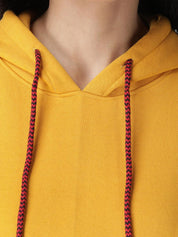 Kotty Women Yellow Solid Hooded Sweatshirt