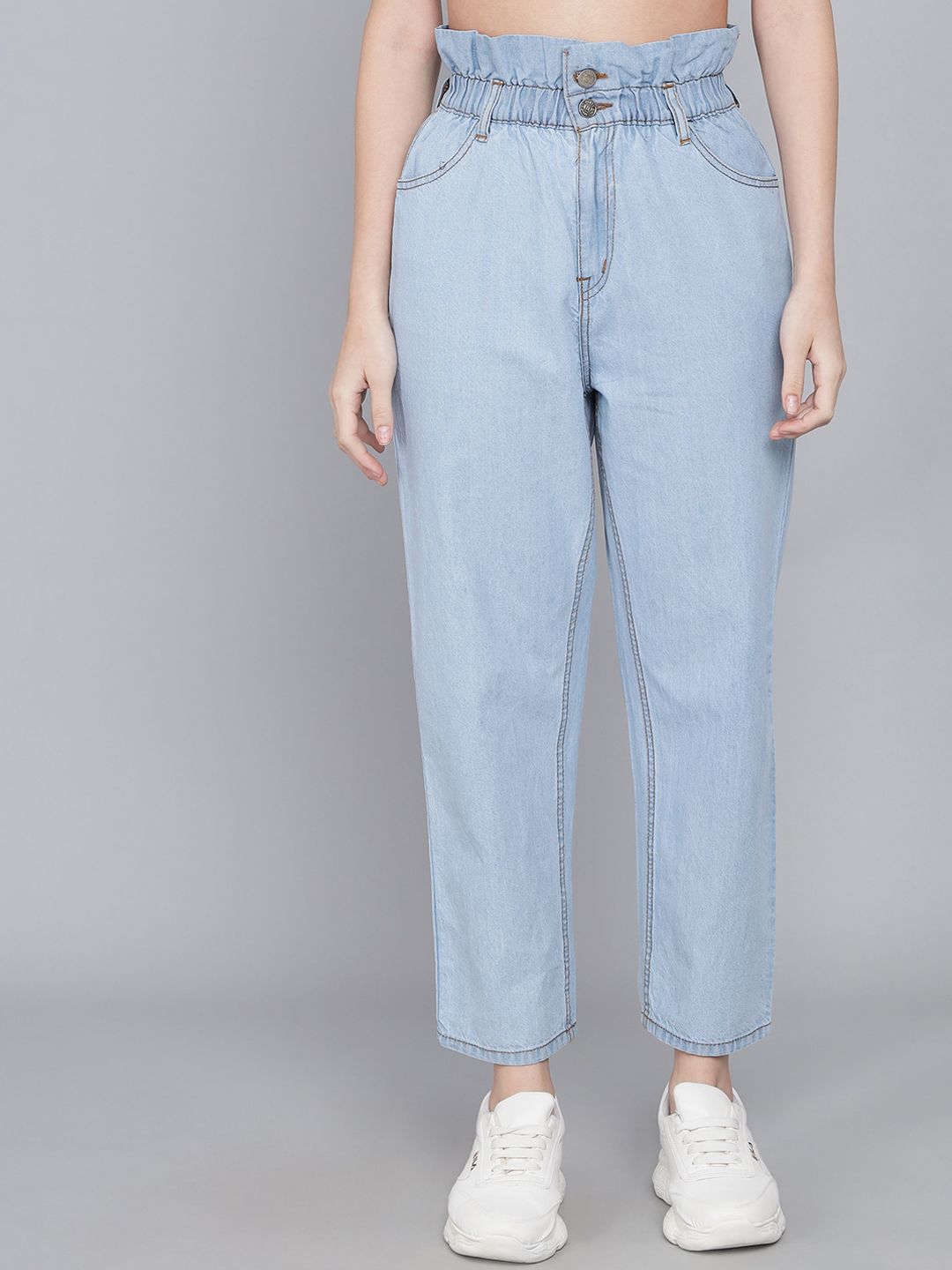 Kotty Women Blue Boyfriend Fit High-Rise Jeans