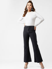 Kotty Women Black Bootcut High-Rise Clean Look Jeans