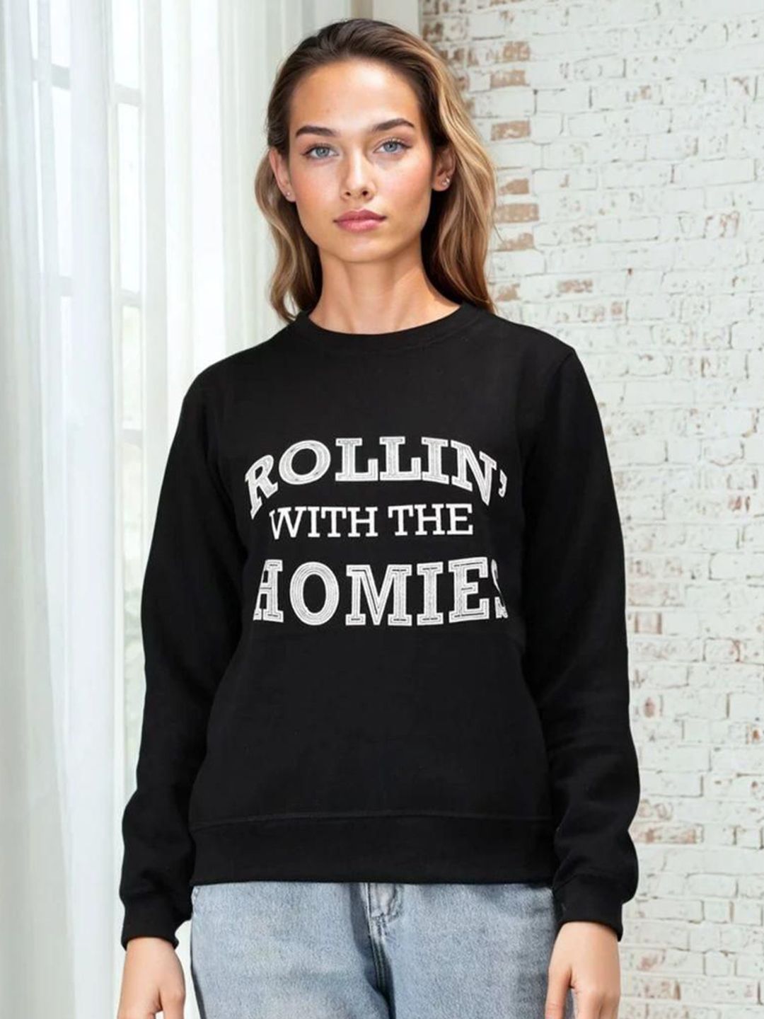 Kotty Women Typography Printed Round Neck Sweatshirt