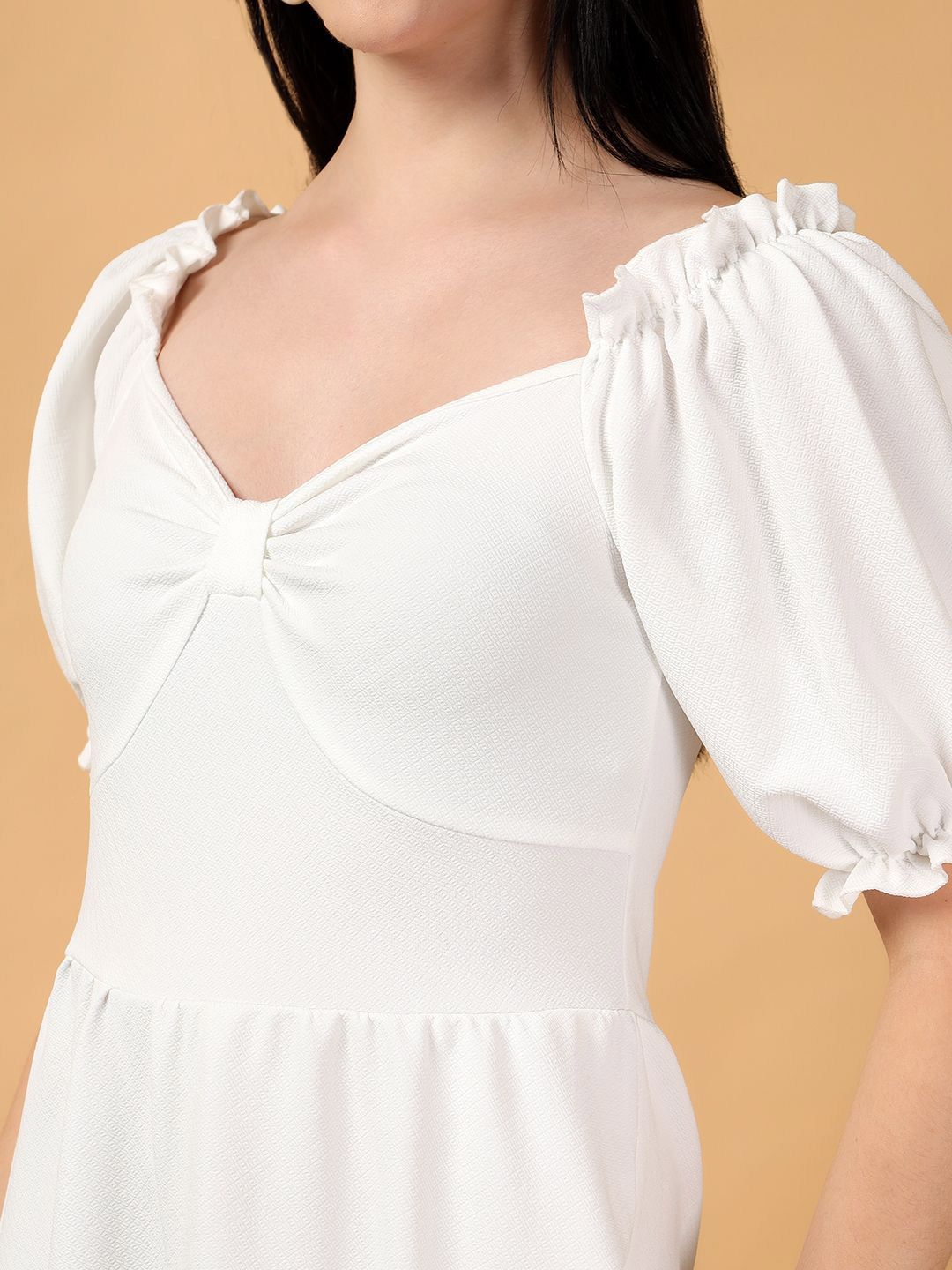 Kotty Women Sweetheart Neck Puff Sleeve Fit & Flare Dress