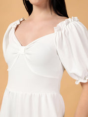 Kotty Women Sweetheart Neck Puff Sleeve Fit & Flare Dress