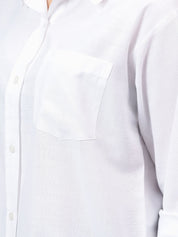 Kotty Women Spread Collar Solid Cotton Relaxed Fit Casual Shirt