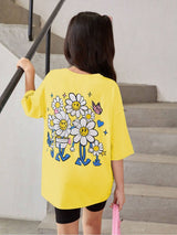 Kotty Girls Graphic Printed Round Neck Cotton Oversized T-shirt
