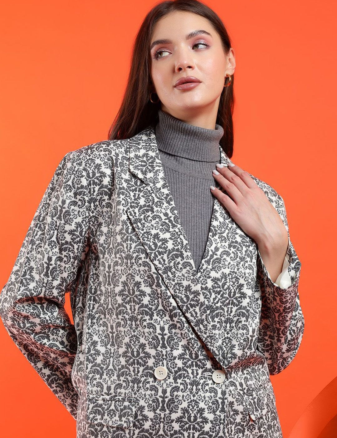 Kotty Women Printed Notched Overcoat