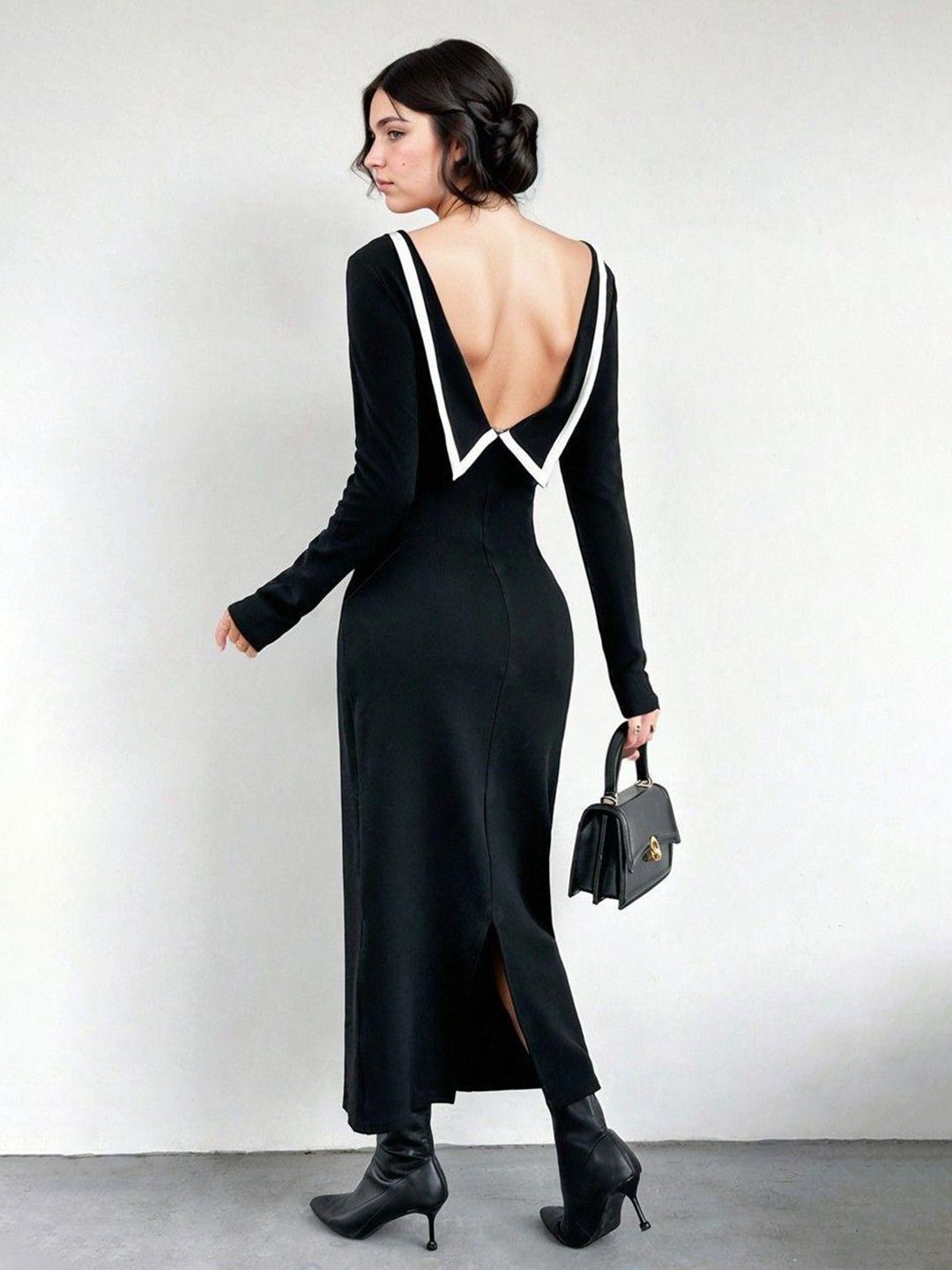 Kotty Women Bodycon Boat Neck Maxi Dress