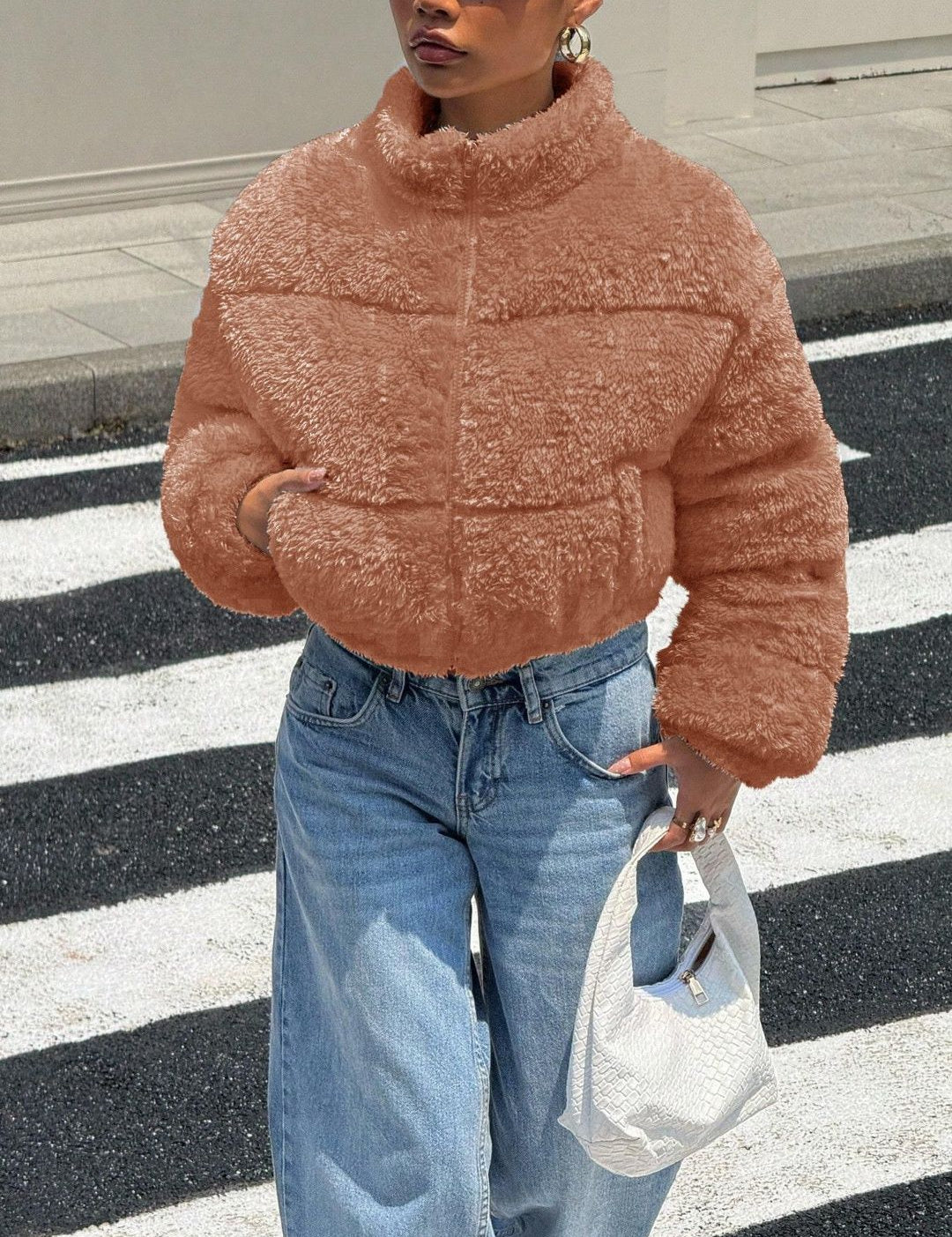 Kotty Women Woollen Crop Open Front Jacket