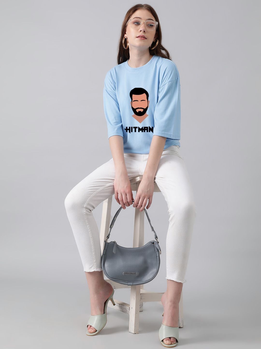 Kotty Women Graphic Printed Round Neck Cotton Oversized T-shirt