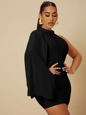 Kotty Women Solid Batwing Sleeves Bodycon Mini Dress