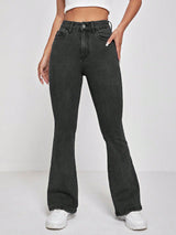 Kotty Women Black Bootcut High-Rise Clean Look Cotton Stretchable Jeans