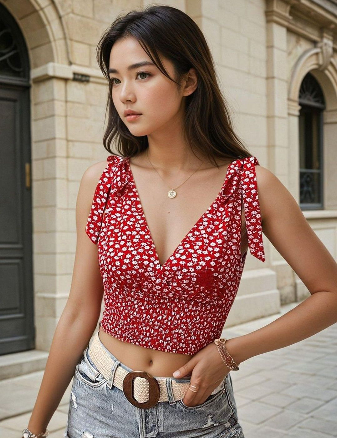 Kotty Women Floral Printed Blouson Crop Top